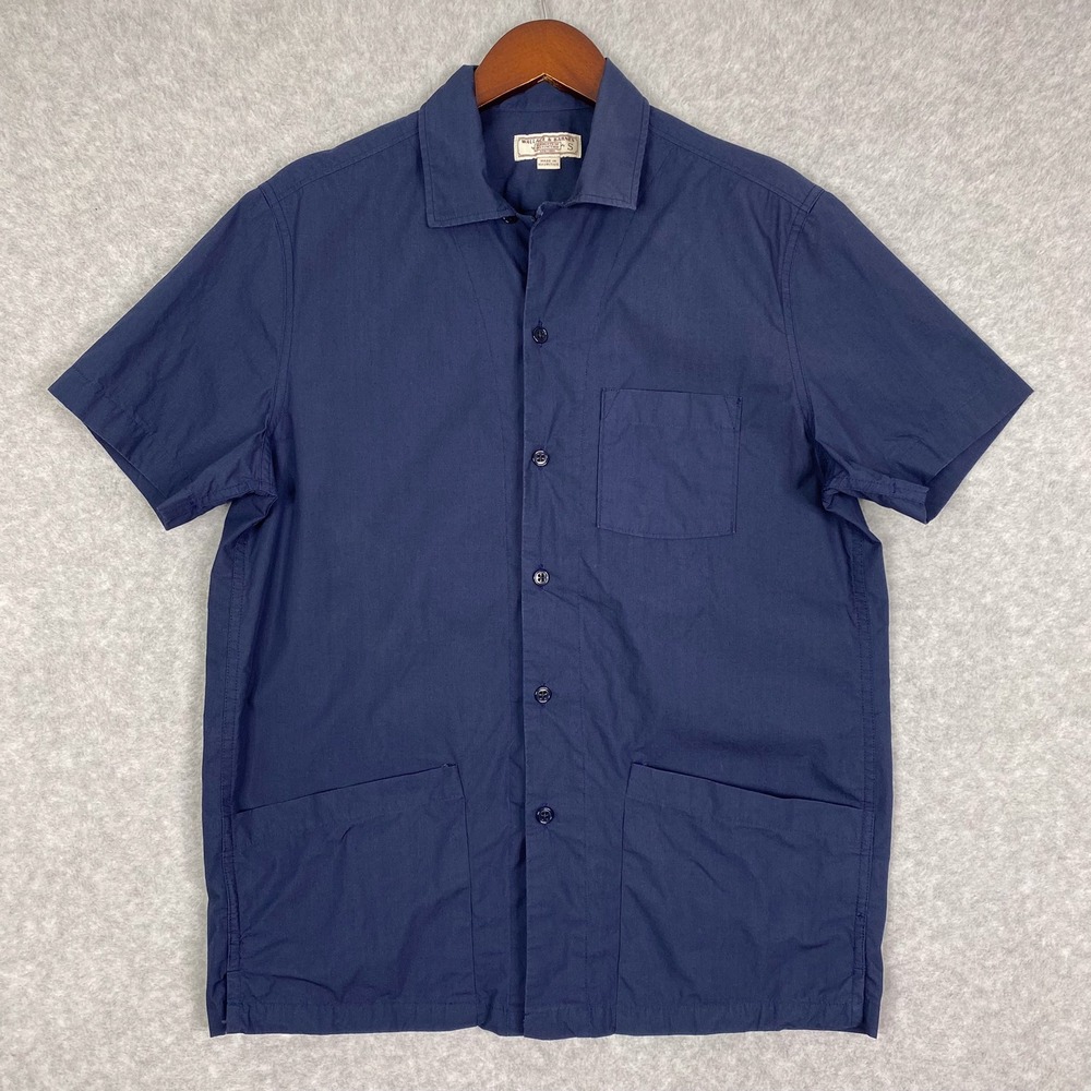 Wallace & Barnes Shirt Mens S Short Sleeve Three-Pocket Button Up Loop Collar